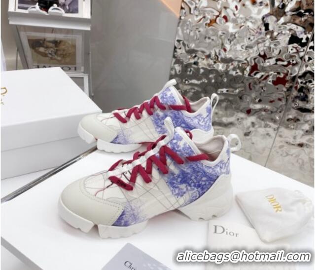 Top Quality Dior D-Connect Sneaker in Zodiac Printed Technical Fabric DS9 White/Blue