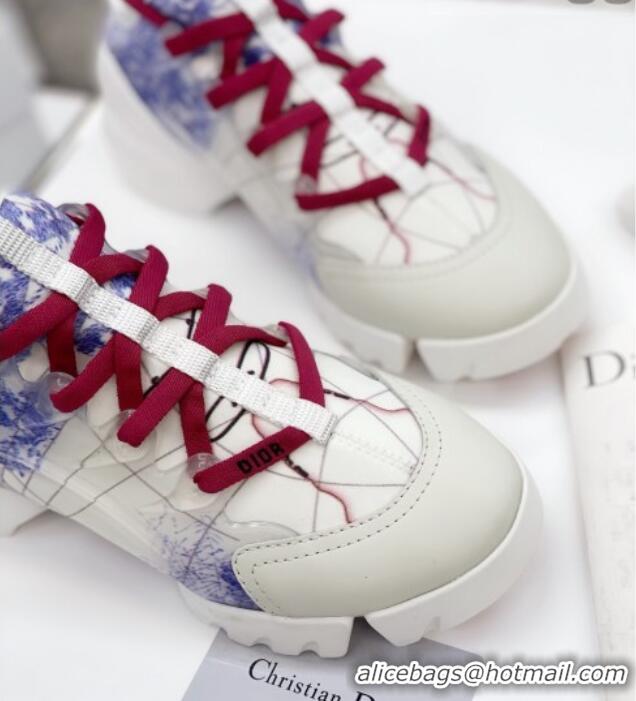 Top Quality Dior D-Connect Sneaker in Zodiac Printed Technical Fabric DS9 White/Blue