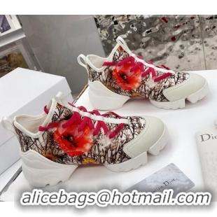 Best Price Dior D-Connect Sneaker in Zodiac Printed Technical Fabric DS12 Red 2021