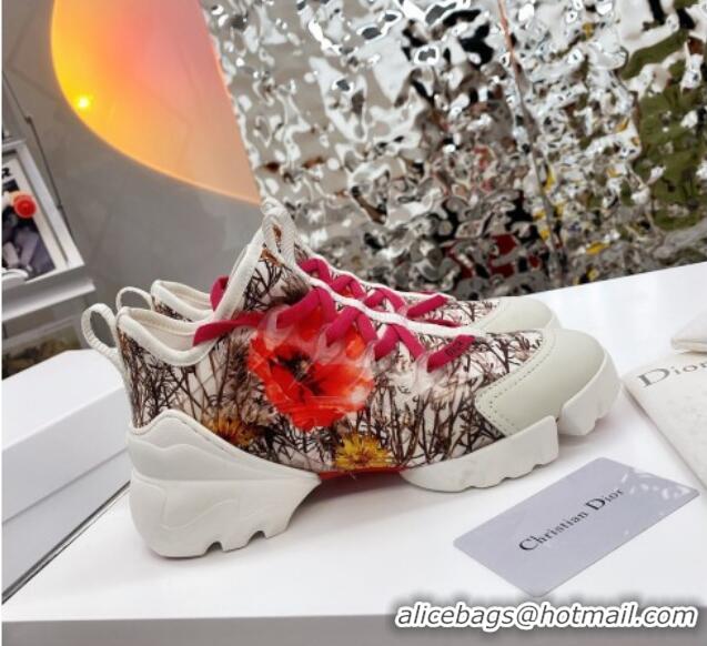 Best Price Dior D-Connect Sneaker in Zodiac Printed Technical Fabric DS12 Red 2021