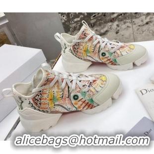 Stylish Dior D-Connect Sneaker in Zodiac Printed Technical Fabric DS13