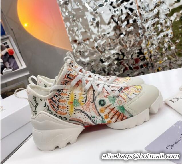 Stylish Dior D-Connect Sneaker in Zodiac Printed Technical Fabric DS13