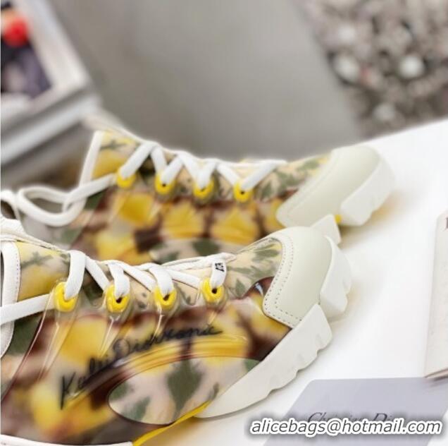 Discount Dior D-Connect Sneaker in Zodiac Printed Technical Fabric DS15 Yellow 2021