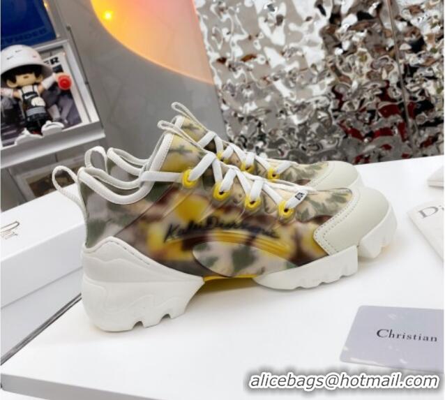 Discount Dior D-Connect Sneaker in Zodiac Printed Technical Fabric DS15 Yellow 2021