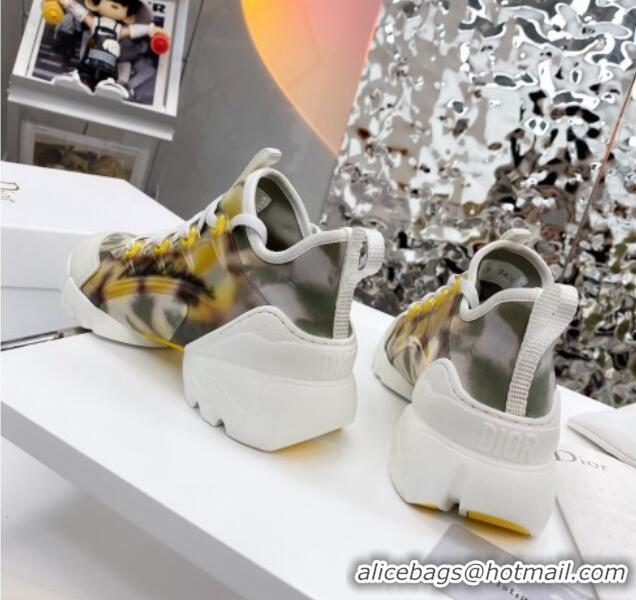 Discount Dior D-Connect Sneaker in Zodiac Printed Technical Fabric DS15 Yellow 2021