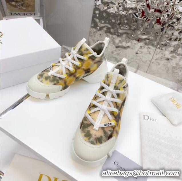 Discount Dior D-Connect Sneaker in Zodiac Printed Technical Fabric DS15 Yellow 2021