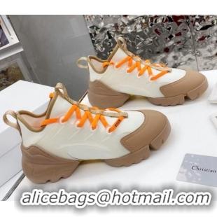 Stylish Dior D-Connect Sneaker in Technical Fabric DS20 White/Apricot 2021