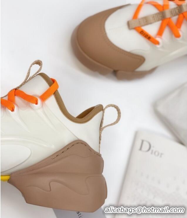 Stylish Dior D-Connect Sneaker in Technical Fabric DS20 White/Apricot 2021