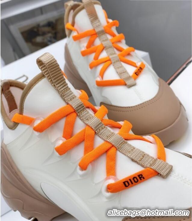 Stylish Dior D-Connect Sneaker in Technical Fabric DS20 White/Apricot 2021