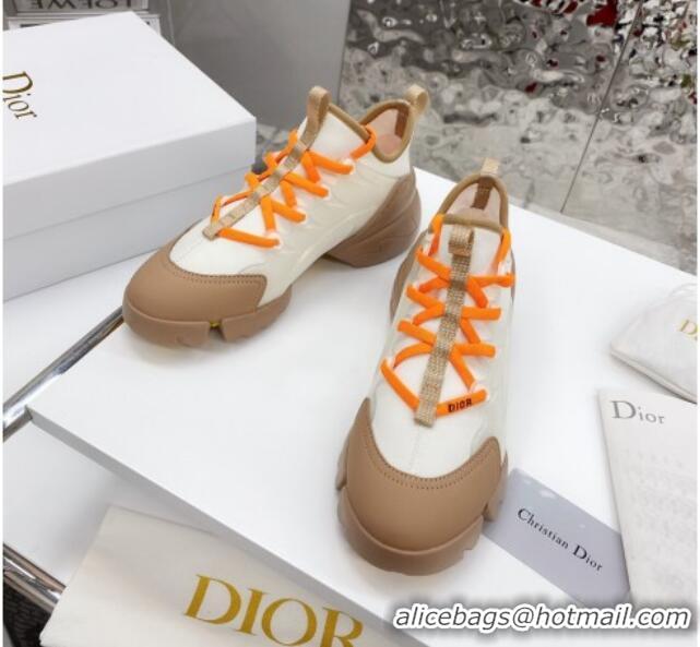 Stylish Dior D-Connect Sneaker in Technical Fabric DS20 White/Apricot 2021