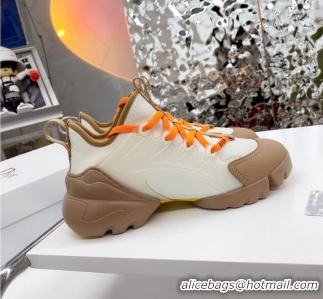 Stylish Dior D-Connect Sneaker in Technical Fabric DS20 White/Apricot 2021