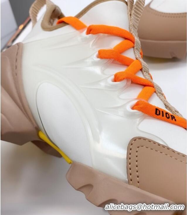 Stylish Dior D-Connect Sneaker in Technical Fabric DS20 White/Apricot 2021