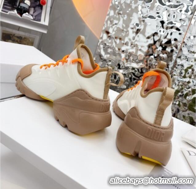 Stylish Dior D-Connect Sneaker in Technical Fabric DS20 White/Apricot 2021