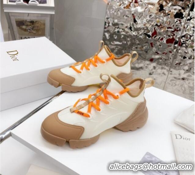 Stylish Dior D-Connect Sneaker in Technical Fabric DS20 White/Apricot 2021