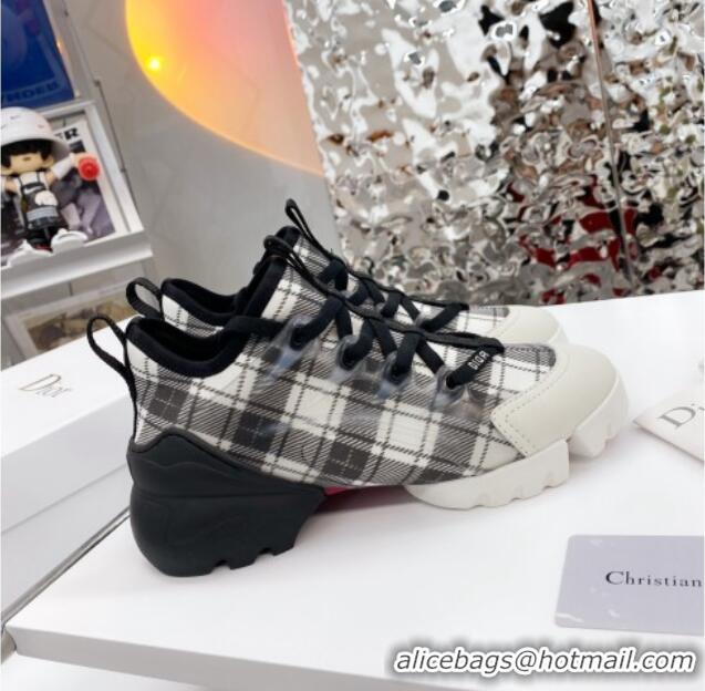 Super Quality Dior D-Connect Sneaker in Plaid Technical Fabric DS22 Black/White 2021