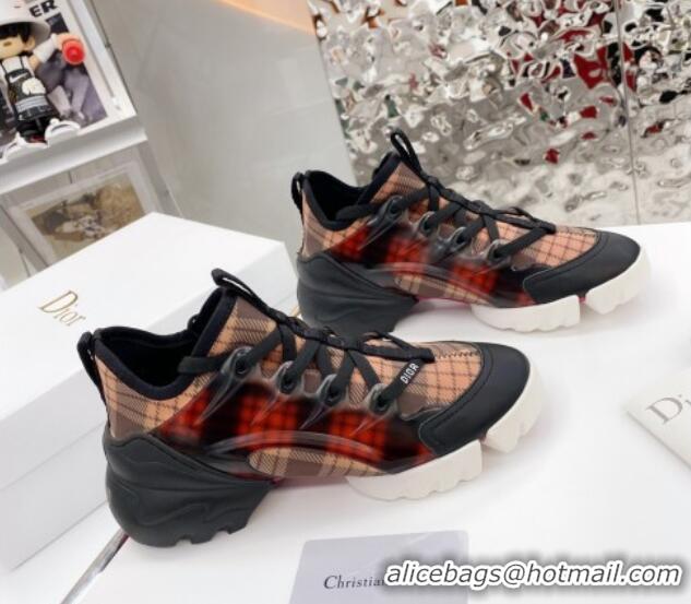 Best Quality Dior D-Connect Sneaker in Plaid Technical Fabric DS23 Black/Red 2021