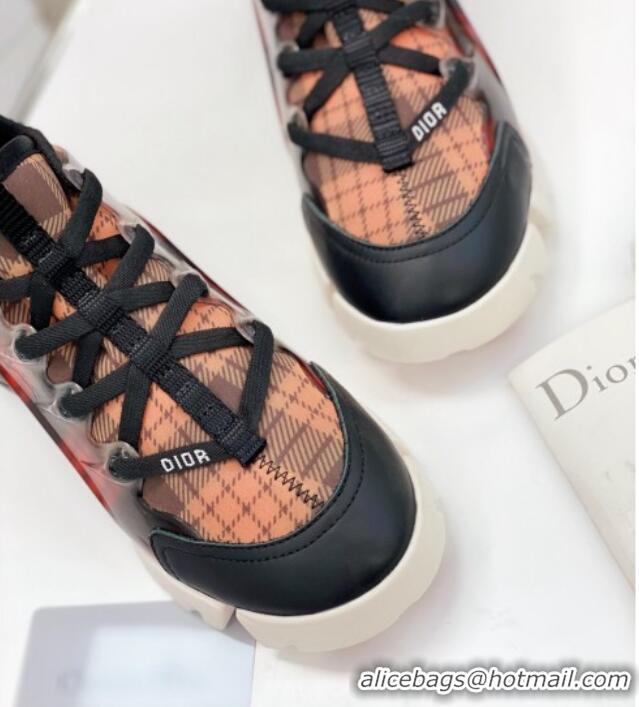 Best Quality Dior D-Connect Sneaker in Plaid Technical Fabric DS23 Black/Red 2021