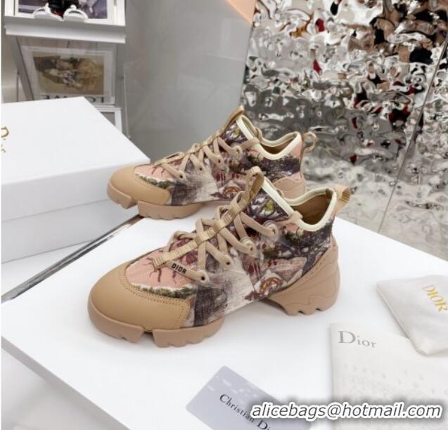 New Design Dior D-Connect Sneaker in Printed Technical Fabric DS36 Apricot 2021