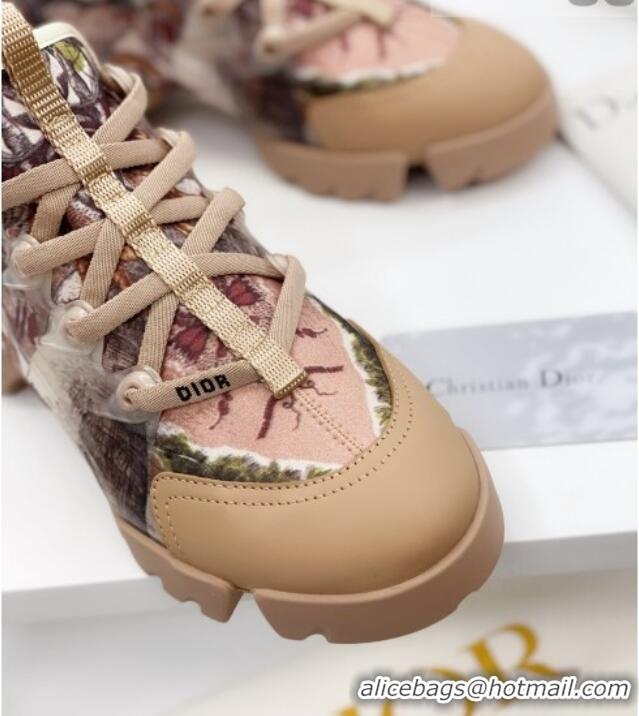 New Design Dior D-Connect Sneaker in Printed Technical Fabric DS36 Apricot 2021