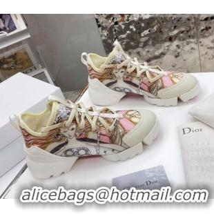 Discount Dior D-Connect Sneaker in Printed Technical Fabric DS37 Pink 2021