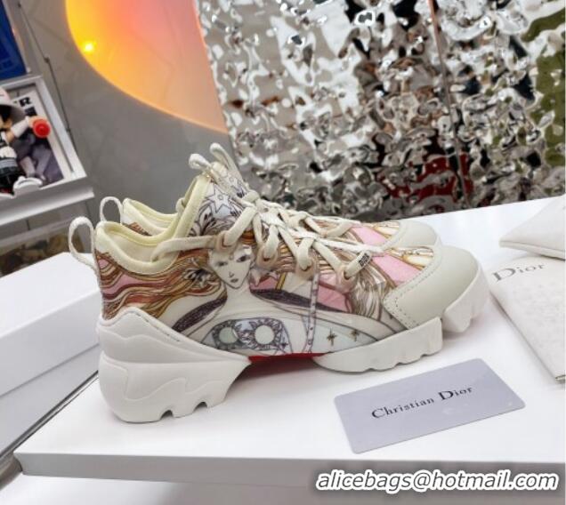 Discount Dior D-Connect Sneaker in Printed Technical Fabric DS37 Pink 2021