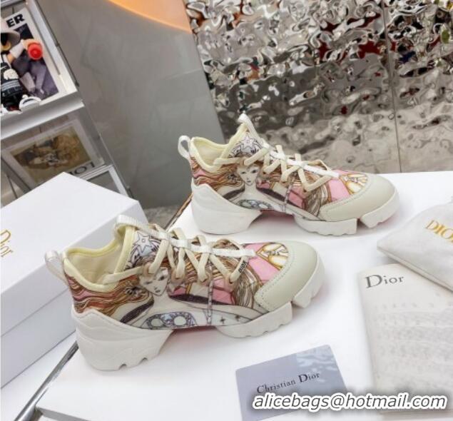 Discount Dior D-Connect Sneaker in Printed Technical Fabric DS37 Pink 2021