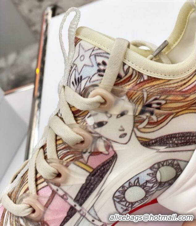 Discount Dior D-Connect Sneaker in Printed Technical Fabric DS37 Pink 2021