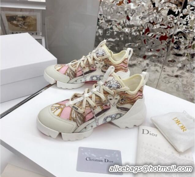 Discount Dior D-Connect Sneaker in Printed Technical Fabric DS37 Pink 2021