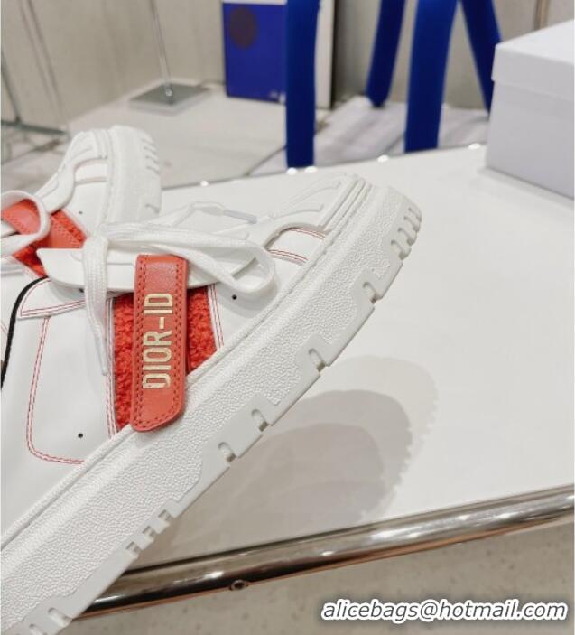 Good Product Dior DIOR-ID Sneakers in White Calfskin and Pink Terry Cotton 082017