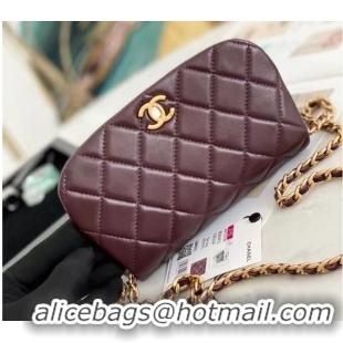 Inexpensive Wholesale Chanel Small Flap Shoulder Bag Original leather AP2358 Wine