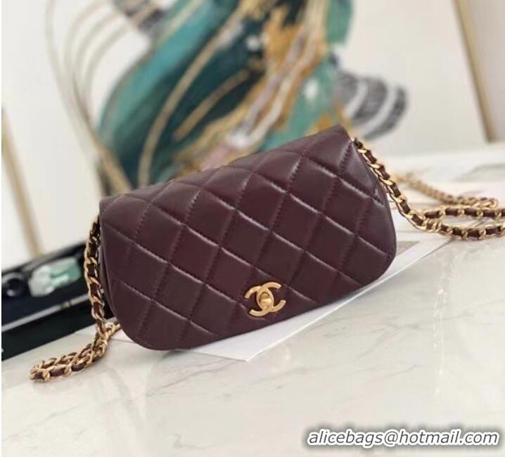 Inexpensive Wholesale Chanel Small Flap Shoulder Bag Original leather AP2358 Wine