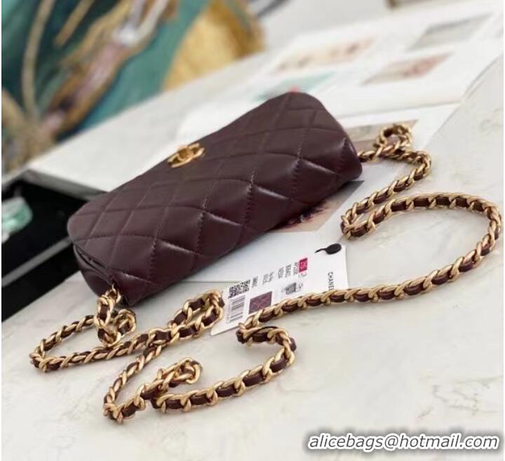 Inexpensive Wholesale Chanel Small Flap Shoulder Bag Original leather AP2358 Wine