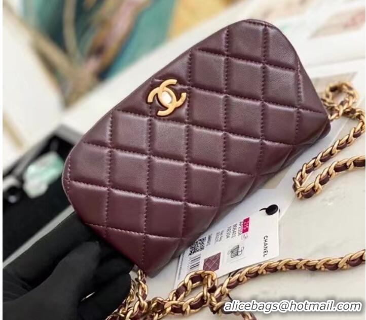 Inexpensive Wholesale Chanel Small Flap Shoulder Bag Original leather AP2358 Wine