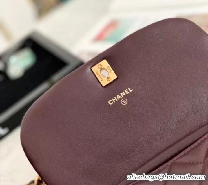 Inexpensive Wholesale Chanel Small Flap Shoulder Bag Original leather AP2358 Wine