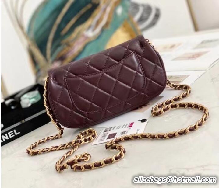 Inexpensive Wholesale Chanel Small Flap Shoulder Bag Original leather AP2358 Wine