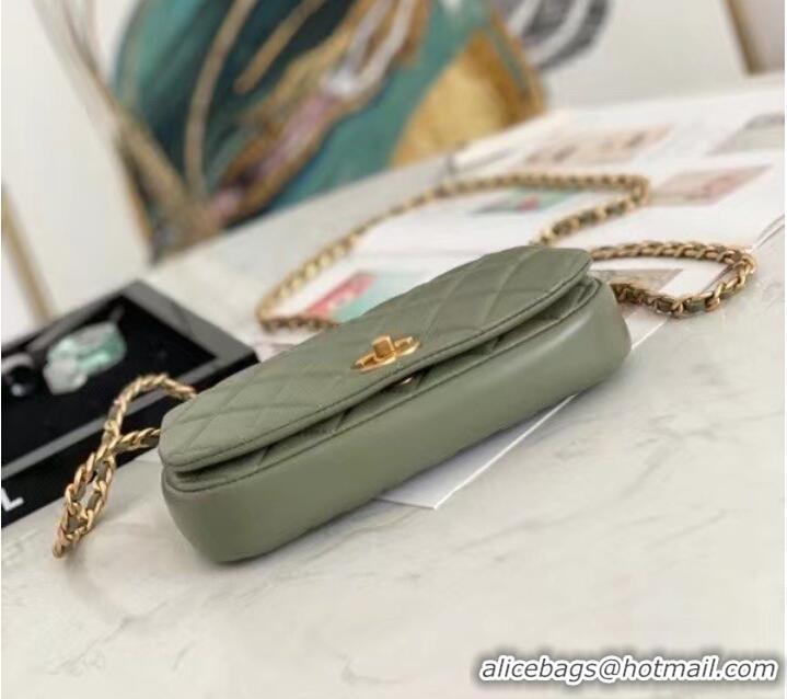 Market Sells Chanel mini Flap Shoulder Bag Original leather AP2344 Green