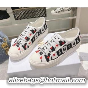 Top Grade Dior Walk'n'Dior Sneakers in D-Chess Heart Embroidered Cotton 092422