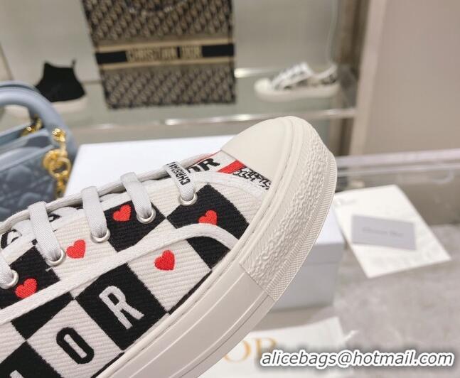 Top Grade Dior Walk'n'Dior Sneakers in D-Chess Heart Embroidered Cotton 092422