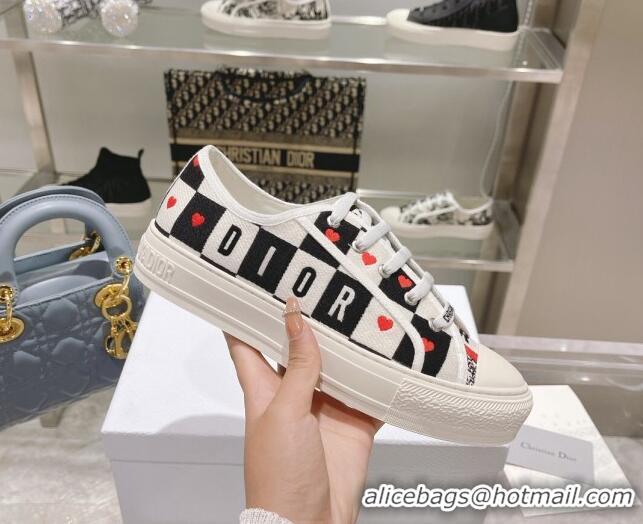 Top Grade Dior Walk'n'Dior Sneakers in D-Chess Heart Embroidered Cotton 092422