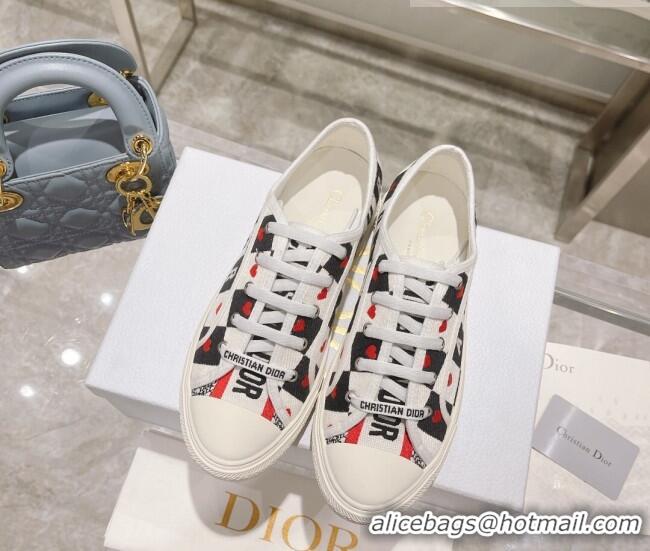 Top Grade Dior Walk'n'Dior Sneakers in D-Chess Heart Embroidered Cotton 092422