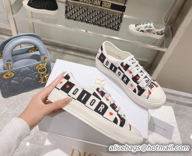 Top Grade Dior Walk'n'Dior Sneakers in D-Chess Heart Embroidered Cotton 092422