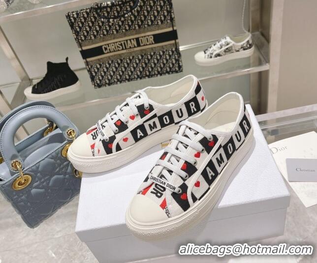 Top Grade Dior Walk'n'Dior Sneakers in D-Chess Heart Embroidered Cotton 092422