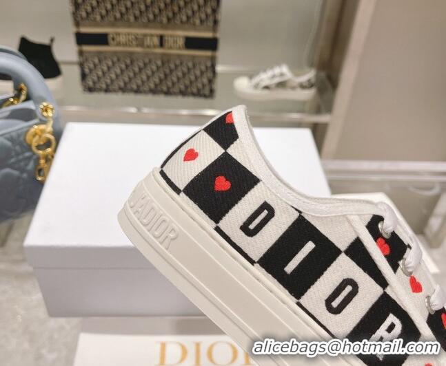 Top Grade Dior Walk'n'Dior Sneakers in D-Chess Heart Embroidered Cotton 092422