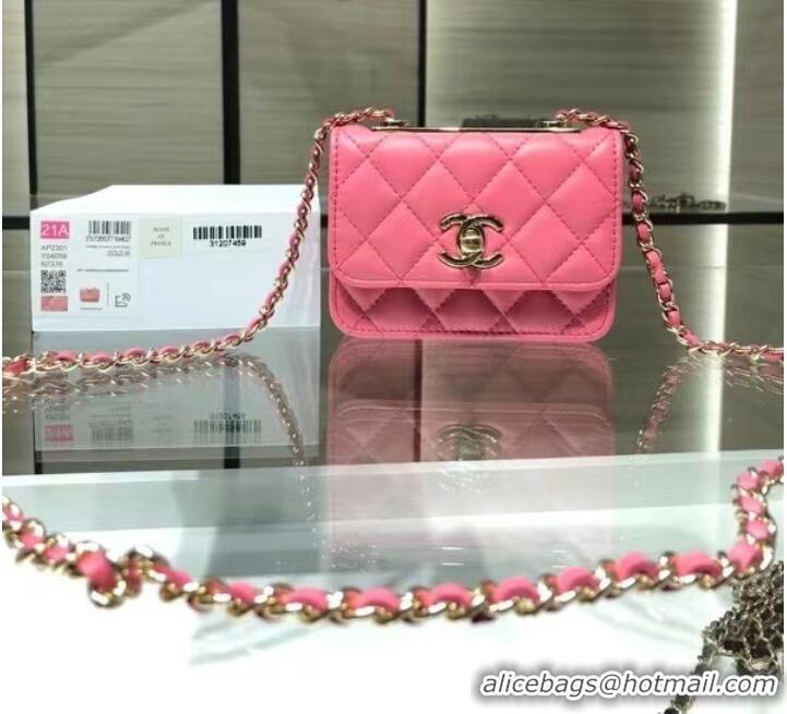 Famous Brand Chanel mini Flap Shoulder Bag Original leather AP2301 rose