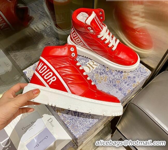 Low Price Dior D-Player Boot Sneakers in Red Quilted Nylon 092425