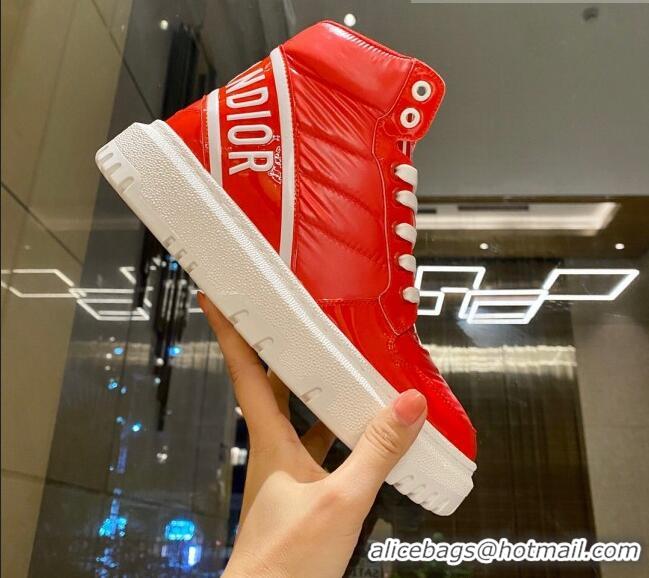 Low Price Dior D-Player Boot Sneakers in Red Quilted Nylon 092425