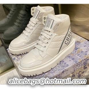 Best Product Dior D-Player Boot Sneakers in Quilted Nylon White/Grey 092426