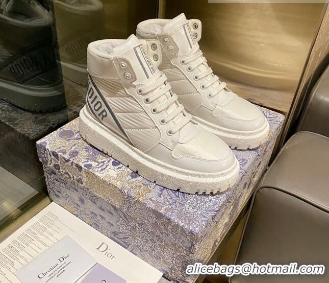 Best Product Dior D-Player Boot Sneakers in Quilted Nylon White/Grey 092426