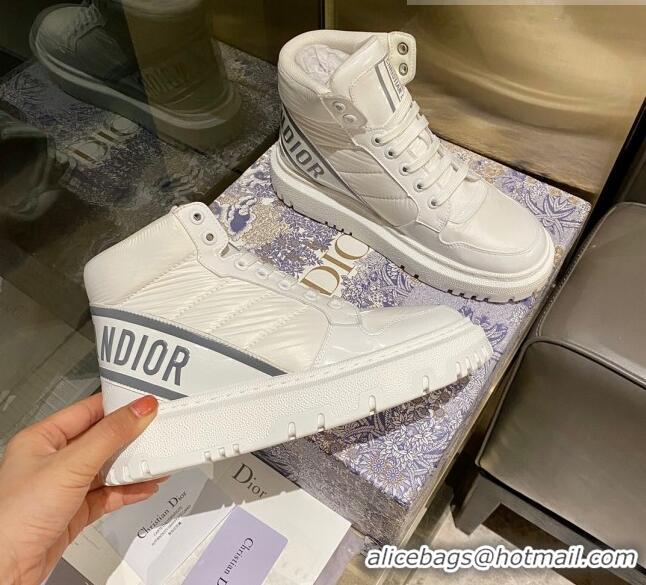 Best Product Dior D-Player Boot Sneakers in Quilted Nylon White/Grey 092426