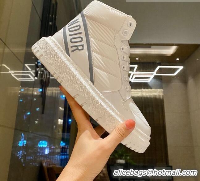 Best Product Dior D-Player Boot Sneakers in Quilted Nylon White/Grey 092426